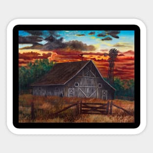 Old Barn at Sunset Sticker